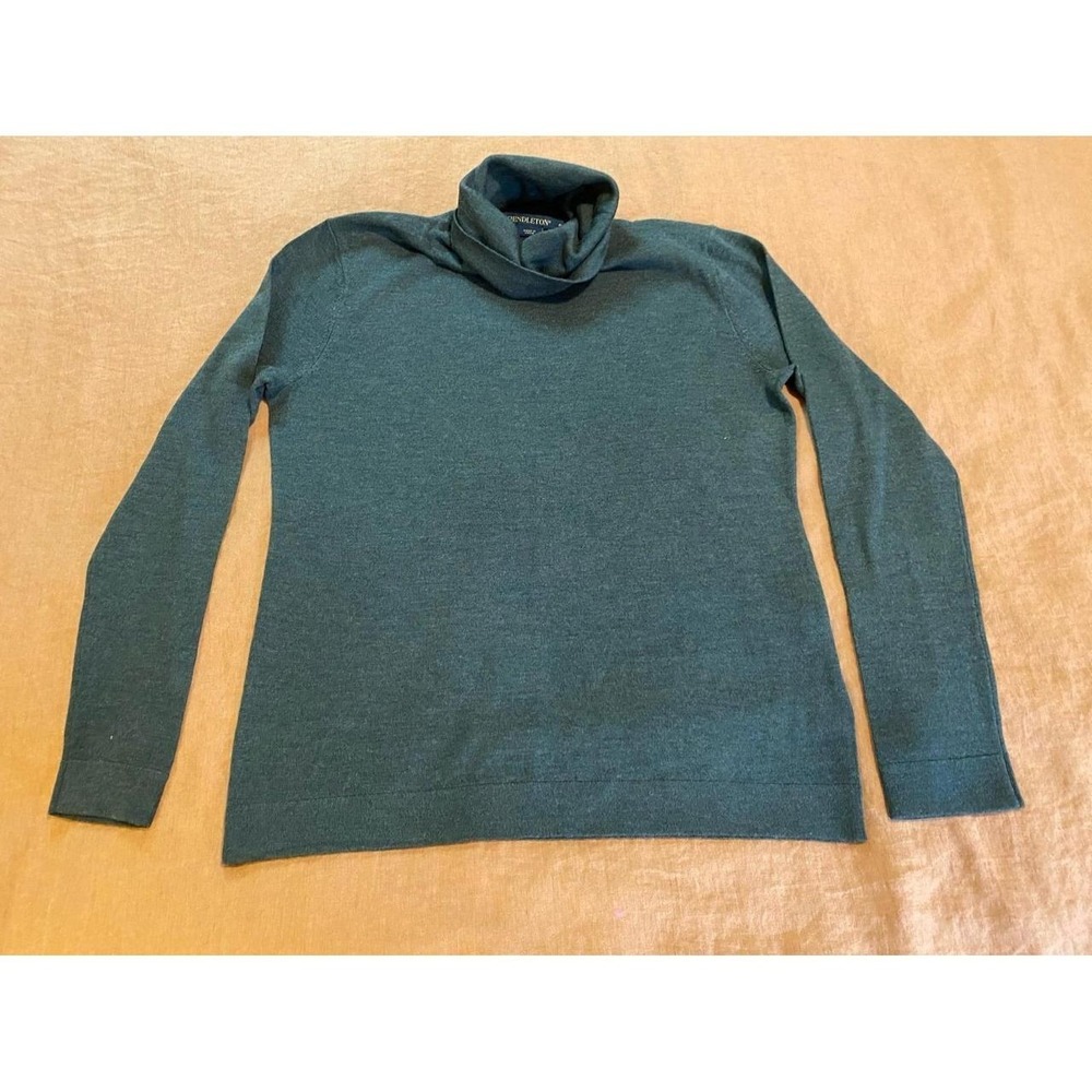 Pendleton Sweater Cashmere Turtleneck Dark Brown Grey Green Small Soft Lux sku5